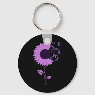 Butterfly Purple Ribbon Sunflower Overdose Awarene Key Ring
