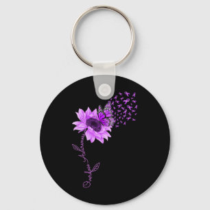 Butterfly Purple Ribbon Sunflower Overdose Awarene Key Ring