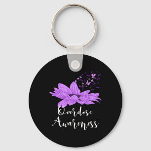 Butterfly Purple Ribbon Sunflower Overdose Awarene Key Ring