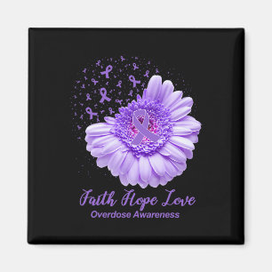 Butterfly Purple Ribbon Sunflower Overdose Awarene Magnet