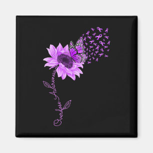 Butterfly Purple Ribbon Sunflower Overdose Awarene Magnet