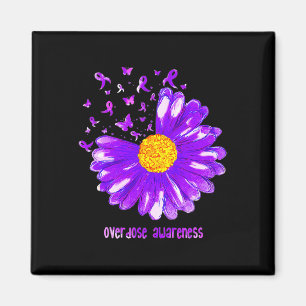 Butterfly Purple Ribbon Sunflower Overdose Awarene Magnet