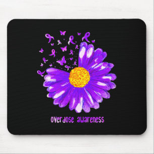 Butterfly Purple Ribbon Sunflower Overdose Awarene Mouse Pad