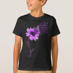 Butterfly Purple Ribbon Sunflower Overdose Awarene T-Shirt