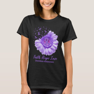 Butterfly Purple Ribbon Sunflower Overdose Awarene T-Shirt