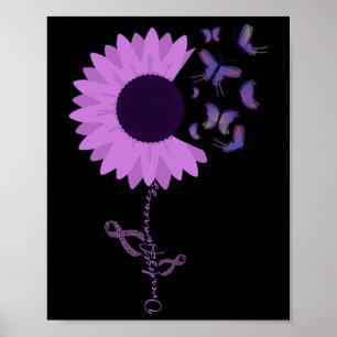 Butterfly Purple Ribbon Sunflower Poster