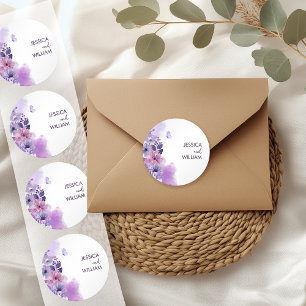 Butterfly Purple Wedding Monogram Sticker