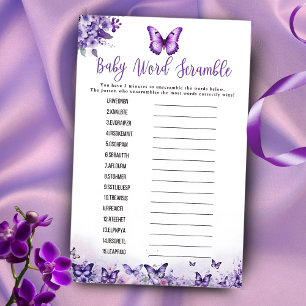 Butterfly Purple Word Scramble Baby Shower Game