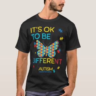 Butterfly Puzzle Its Ok To Be Different Autism Awa T-Shirt