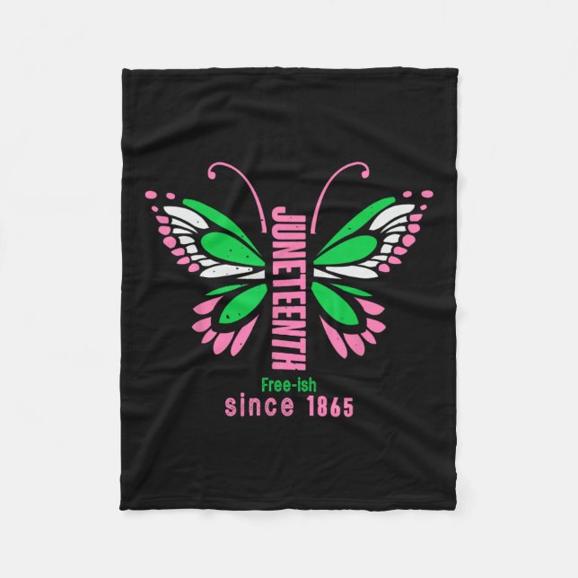 Butterfly Queen Cute Aka Juneteenth Tee  Fleece Blanket (Front)