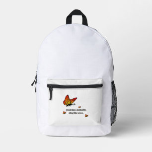 butterfly quote printed backpack