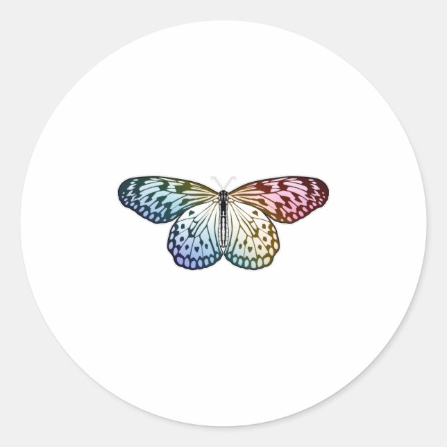 Butterfly Rainbow Classic Round Sticker (Front)