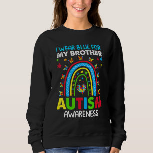 Butterfly Rainbow I Wear Blue For My Brother Autis Sweatshirt