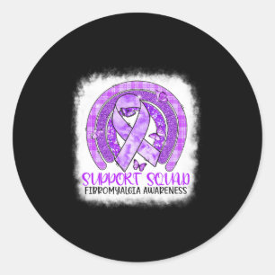 Butterfly Rainbow Support Squad Fibromyalgia Aware Classic Round Sticker