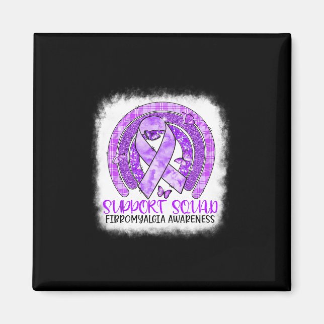 Butterfly Rainbow Support Squad Fibromyalgia Aware Magnet (Front)