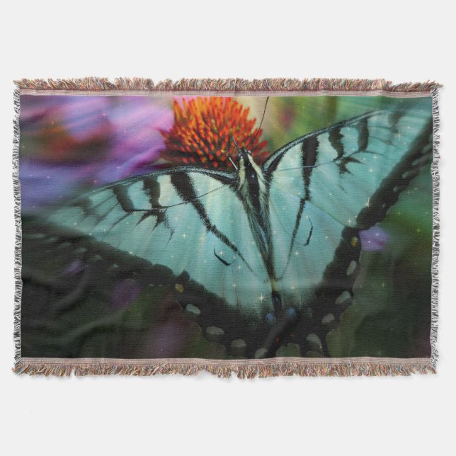 Butterfly & Raindrops Throw Blanket (Front)
