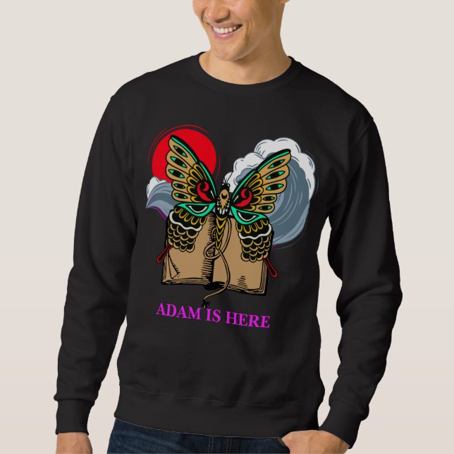 BUTTERFLY READ A BOOK, CUSTOMIZE PERSONALIZED NAME SWEATSHIRT (Front)