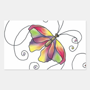 butterfly rectangular sticker