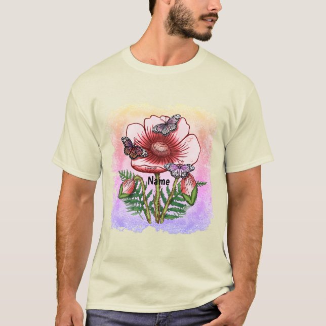 Butterfly Red Poppy  T-Shirt (Front)
