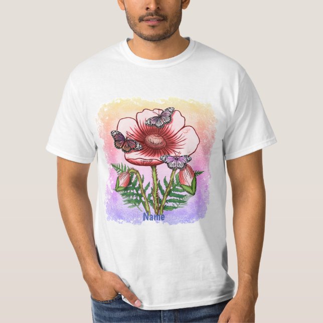 Butterfly Red Poppy  T-Shirt (Front)