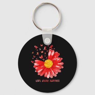 Butterfly Red Ribbon Heart Disease Awareness Key Ring