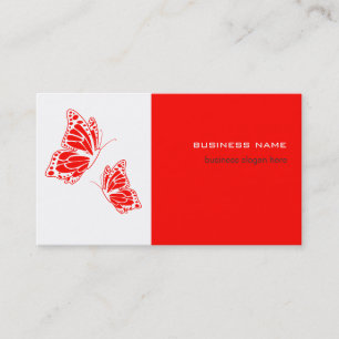 Butterfly Red & White Elegant Modern Simple Business Card