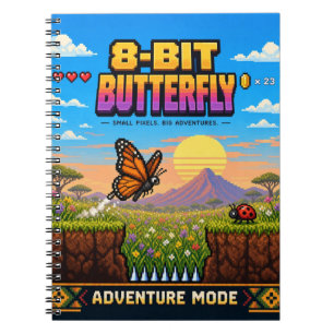 Butterfly, Retro 8-Bit Pixel Art Notebook