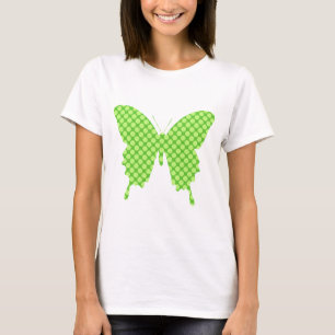 Butterfly, retro dots, shades of lime green T-Shirt