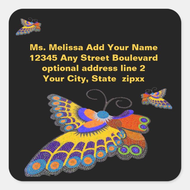 Butterfly Return Address Envelope Seals (Front)