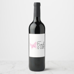 Butterfly Ribbion Breast Cancer Wine Label