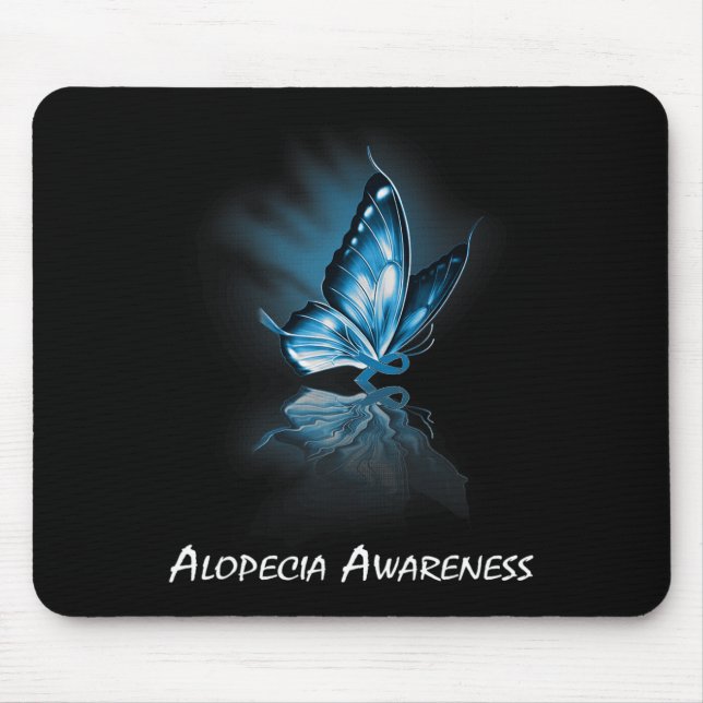 Butterfly Ribbon Alopecia Awareness  Mouse Pad (Front)