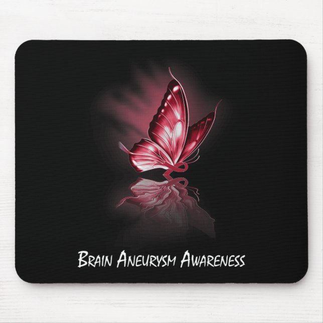 Butterfly Ribbon Brain Aneurysm Awareness  Mouse Pad (Front)