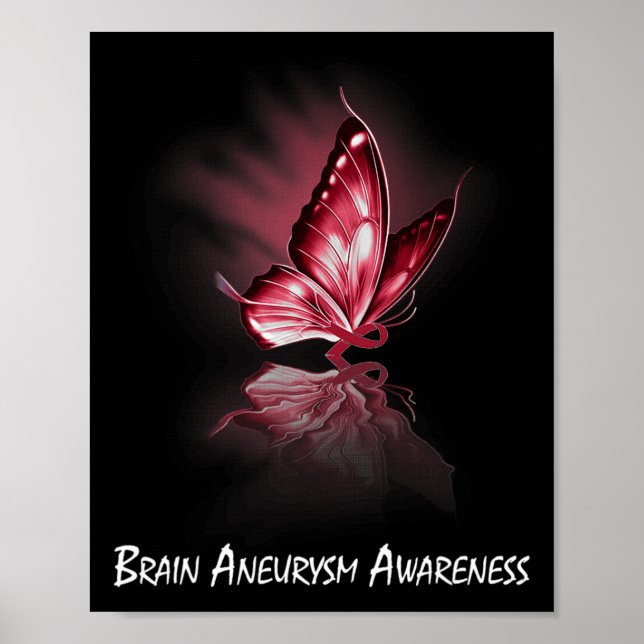 Butterfly Ribbon Brain Aneurysm Awareness  Poster (Front)