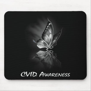 Butterfly Ribbon CVID Awareness Sweatshirt182  Mouse Pad