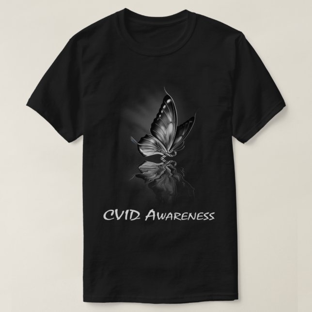 Butterfly Ribbon CVID Awareness Sweatshirt182  T-Shirt (Design Front)