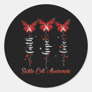 Butterfly Ribbon Faith Hope Love Sickle Cell Aware Classic Round Sticker