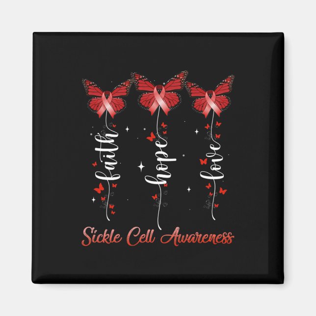 Butterfly Ribbon Faith Hope Love Sickle Cell Aware Magnet (Front)