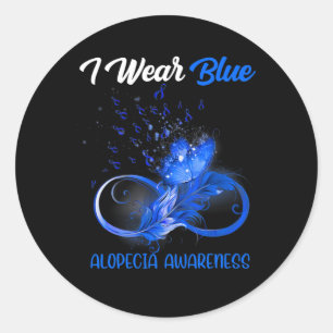 Butterfly Ribbon Feather Alopecia Awareness Classic Round Sticker
