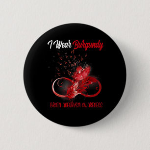 Butterfly Ribbon Feather Brain Aneurysm Awareness 6 Cm Round Badge