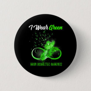 Butterfly Ribbon Feather Brain Disabilities Awaren 6 Cm Round Badge