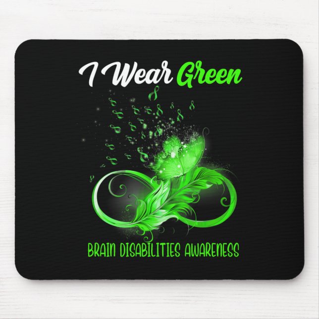 Butterfly Ribbon Feather Brain Disabilities Awaren Mouse Pad (Front)