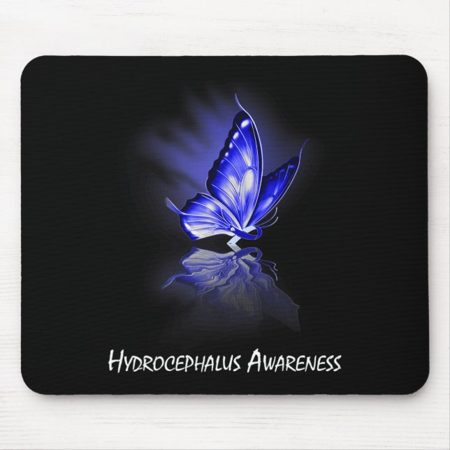 Butterfly Ribbon Hydrocephalus Awareness  Mouse Pad (Front)