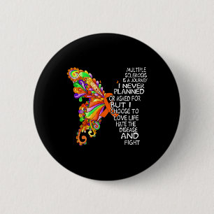 Butterfly Ribbon Multiple Sclerosis Awareness Ms W 6 Cm Round Badge