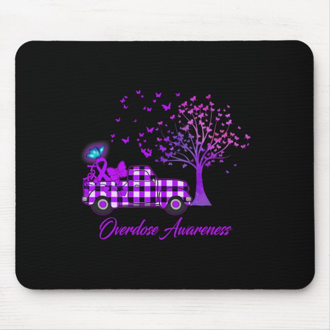 Butterfly Ribbon Purple Overdose Awareness  Mouse Pad (Front)