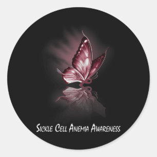 Butterfly Ribbon Sickle Cell Anaemia Awareness Classic Round Sticker