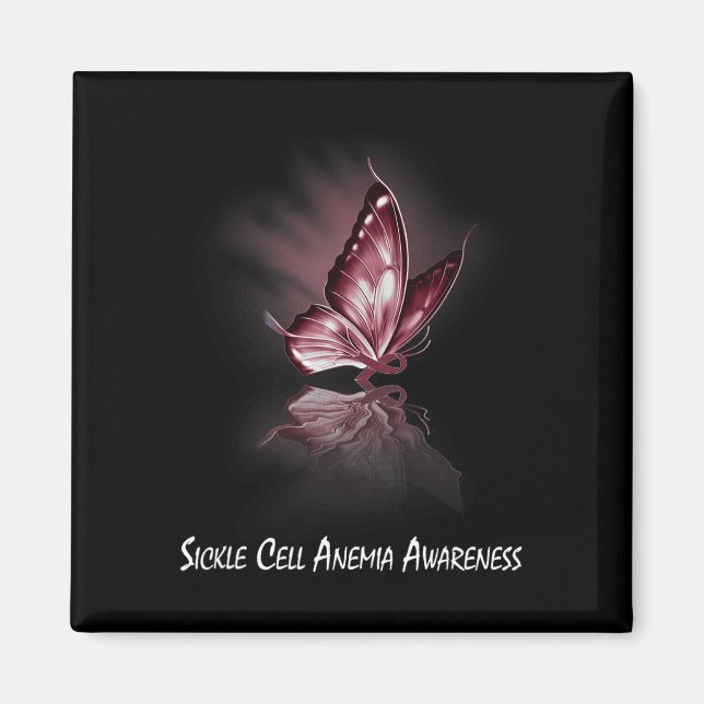 Butterfly Ribbon Sickle Cell Anaemia Awareness  Magnet (Front)