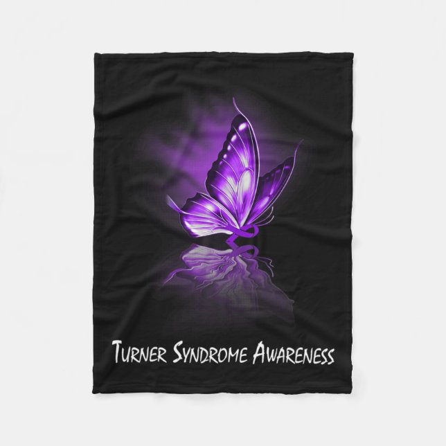 Butterfly Ribbon Turner Syndrome Awareness  Fleece Blanket (Front)