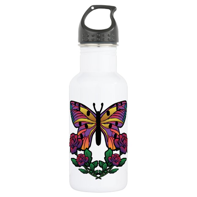 Butterfly Rose 532 Ml Water Bottle (Front)