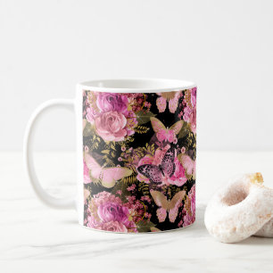 Butterfly Rose Garden Floral Flower Cute Aesthetic Coffee Mug