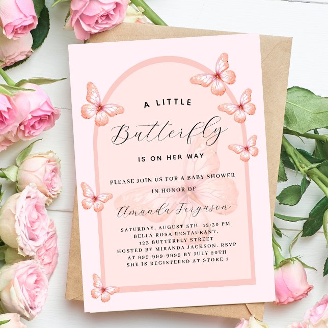 Butterfly rose gold arch Baby Shower Invitation (Creator Uploaded)